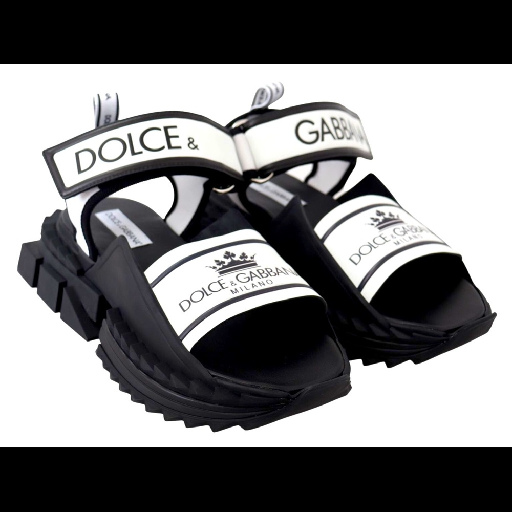 Dolce Gabbana men’s king sandals shoes black white D&G rugged Shark foot new